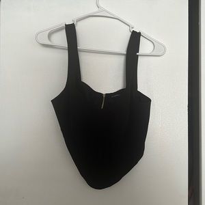 black corset top with ribbing and zipper